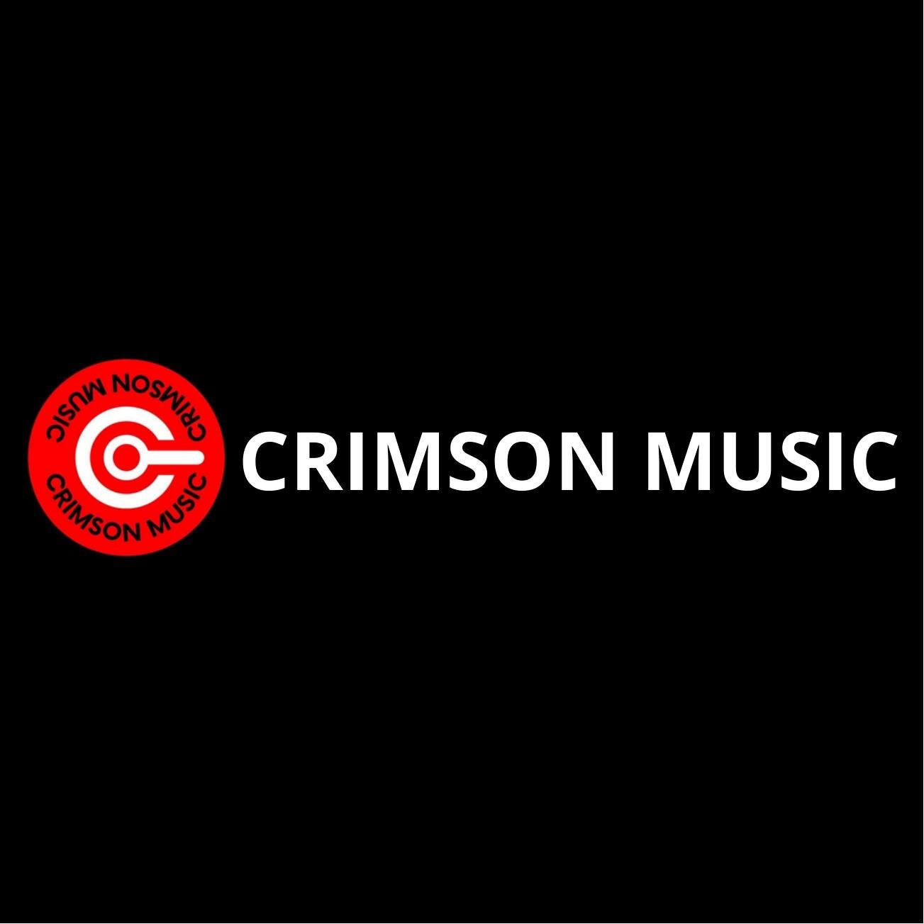 Logo Crimson Music — kruhový symbol gramofonové desky v černo-červeném provedení