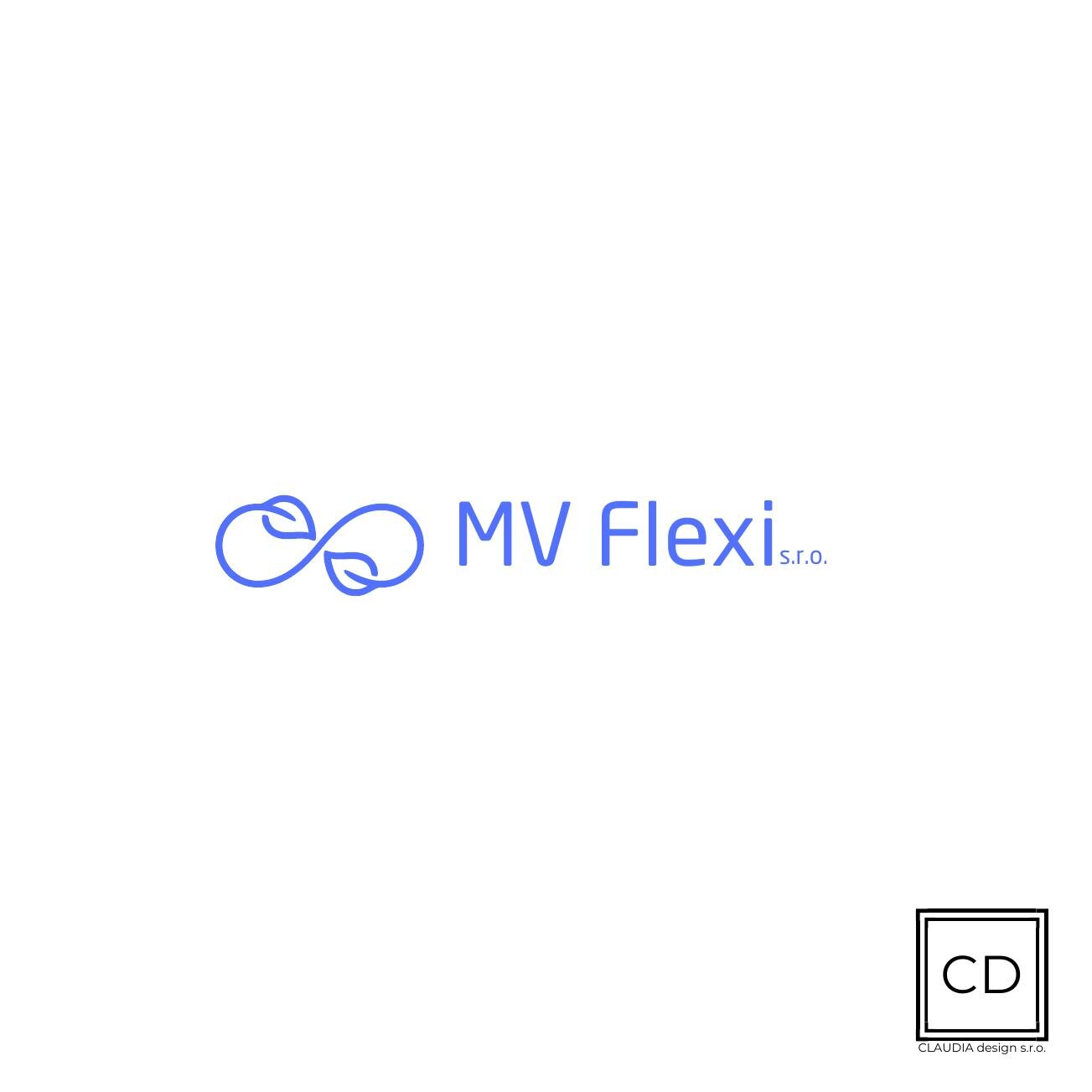 Návrh loga MV Flexi se symbolem nekonečna v modré barvě
