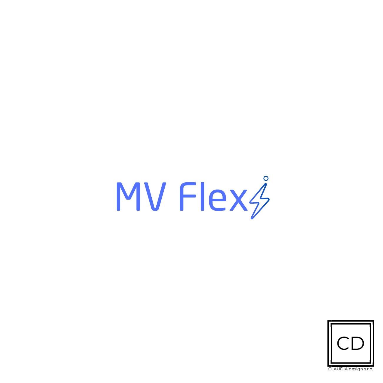 Typografická varianta loga MV Flexi v modré barvě